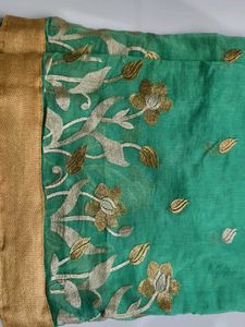 pista green pastel colour saree