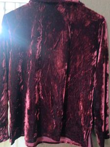 Velvet Embellished Long Sleeve Top