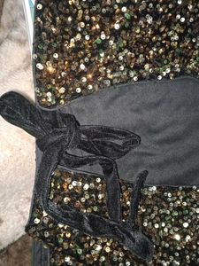 Sequin Long Sleeve Crop Top