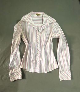 Striped Button-Up Chic Fitted Shirt