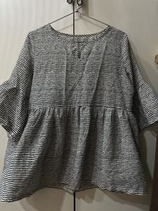 Striped Bell Sleeve Peplum Top