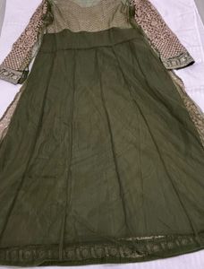 Designer Green Embroidered Anarkali Material