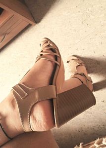 Women Beige Block Heeled Sandals