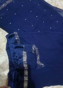 Elegant Navy Blue Embellished Saree