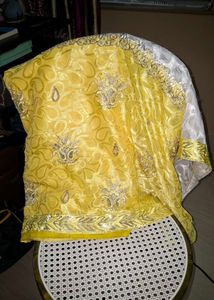 Elegant Yellow and White Saree