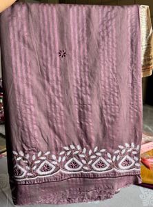 Mauve saree with contrast blouse
