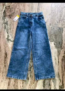 Trendy Wide-Leg Acid Wash  kids Jeans