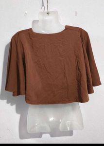 Stylish Brown Bell Sleeve Crop Top
