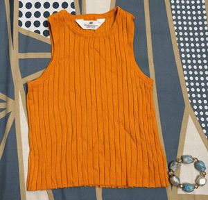 Orange Ribbed Tank Top