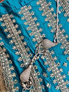 Stunning Embellished Teal Lehenga Skirt