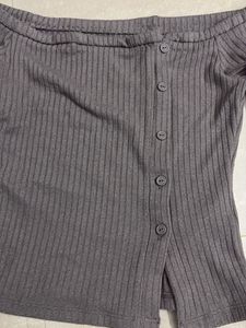 Y2K Imported Off-Shoulder Ribbed Top
