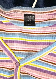 Striped Long Sleeve V-Neck Top
