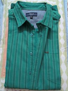 Green Striped Casual Shirt - Full Sleeves