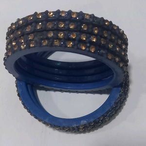 Sparkling Blue &amp; Gold Bangles Set