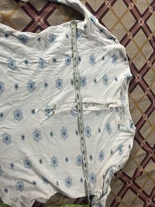 White Blue Snowflake Print Tunic