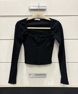 Zara squared ribbed top