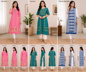 Vibrant Printed Kurtas Set of 4