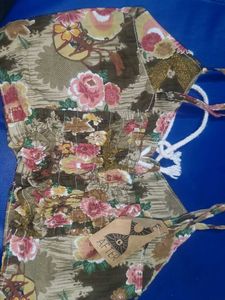 Floral Lace-Up Corset Top