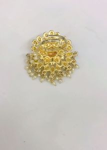 Exquisite Gold-Plated Kundan &amp; Pearl Ring