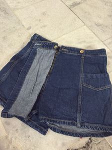 Denim Skirt with shorts Wrap Detail