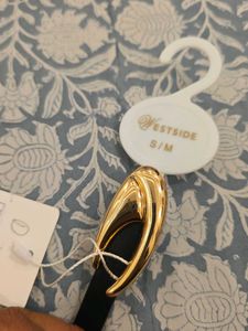 Stylish Black Belt with Gold Buckle