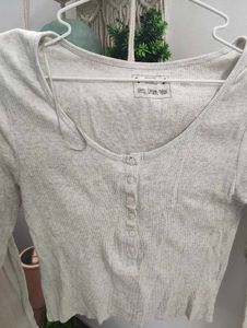 Ribbed Long Sleeve Henley Top