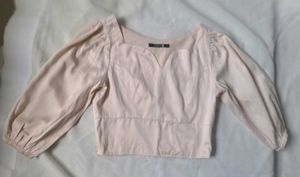 Peach Korean Style Sweetheart Crop Top