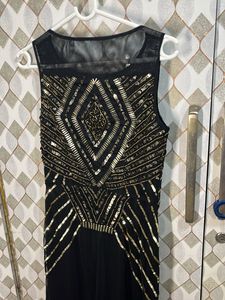 Stunning Black Embellished Sheer Neck Dress