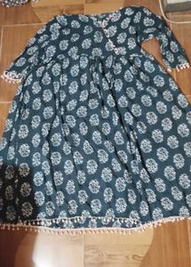 Boho Print Kurta with Tassel Trim