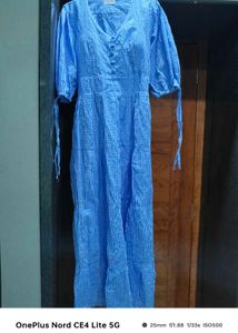 Blue Gingham Tiered Maxi Dress
