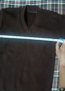 brown v neck school sweater