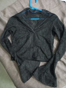 Elegant Black Lace Long Sleeve Top