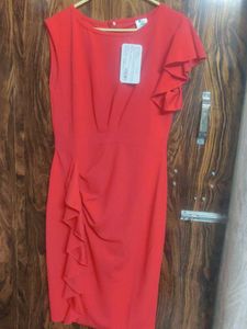 Chic Red Dress with Ruffle Detail