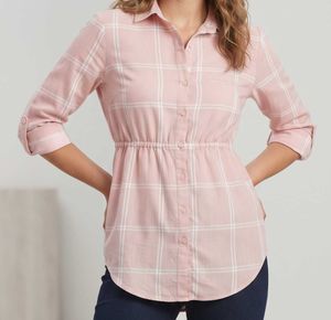 Pink Plaid Collared Button-Up Shirt
