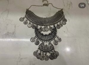 Oxidized Silver Statement Necklace