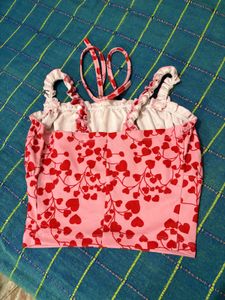 Cute Pink Heart Crop Top