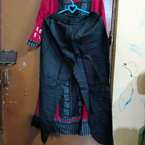 Beautiful Red Kurta with Black Embellishments