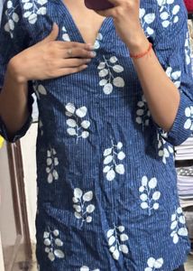 Blue Leaf Print Kurta
