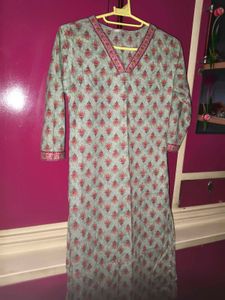 Sea Green Printed Kurta