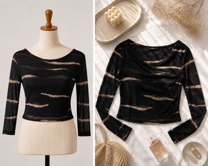 Zudio Sheer Striped Mesh Top