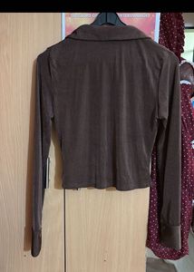 Brown Button-Down Top