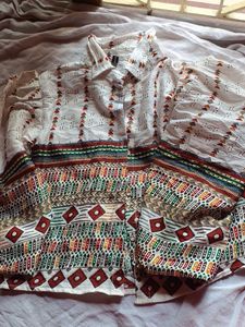 Boho Print Button-Up Shirt