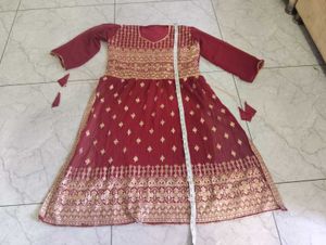Elegant Maroon Embroidered Kurta Set