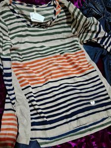 Striped Top &amp; Jeans Set