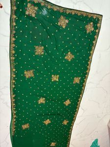 bridal  Green heavy handwork Saree