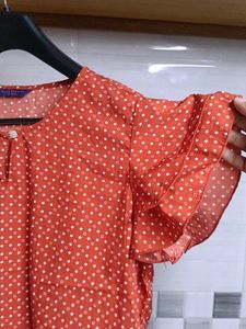 Chic Orange Polka Dot Top