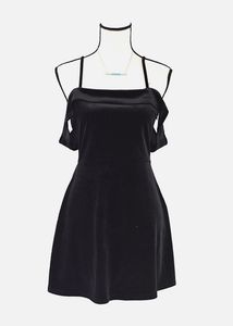 Chic Black Velvet Mini Dress
