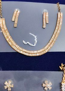 2 Elegant Cubic Zirconia Necklace and Earring Set