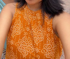 Orange Ethnic Kurta with White Print