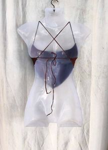 10810. Brown Halter Neck Triangle Crop Top